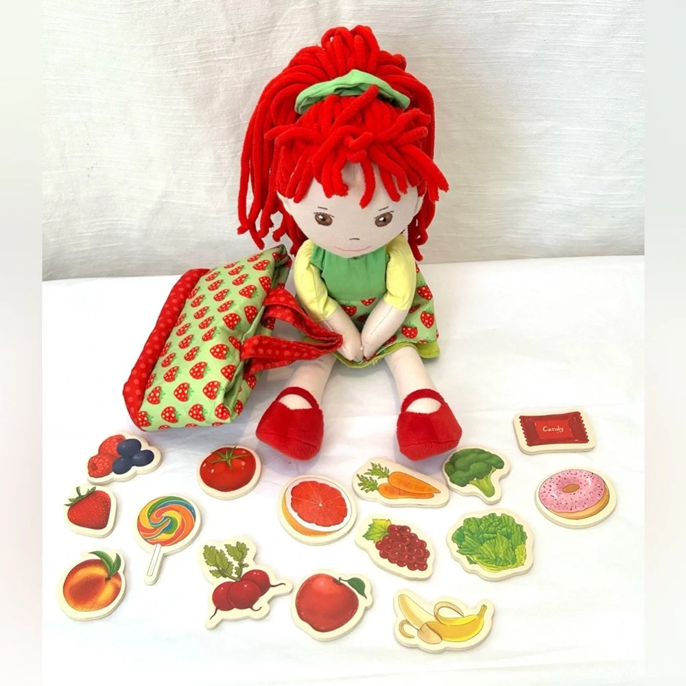 Strawberry Doll with Red Hair and Good‎ For You Healthy Eating Food Accessories